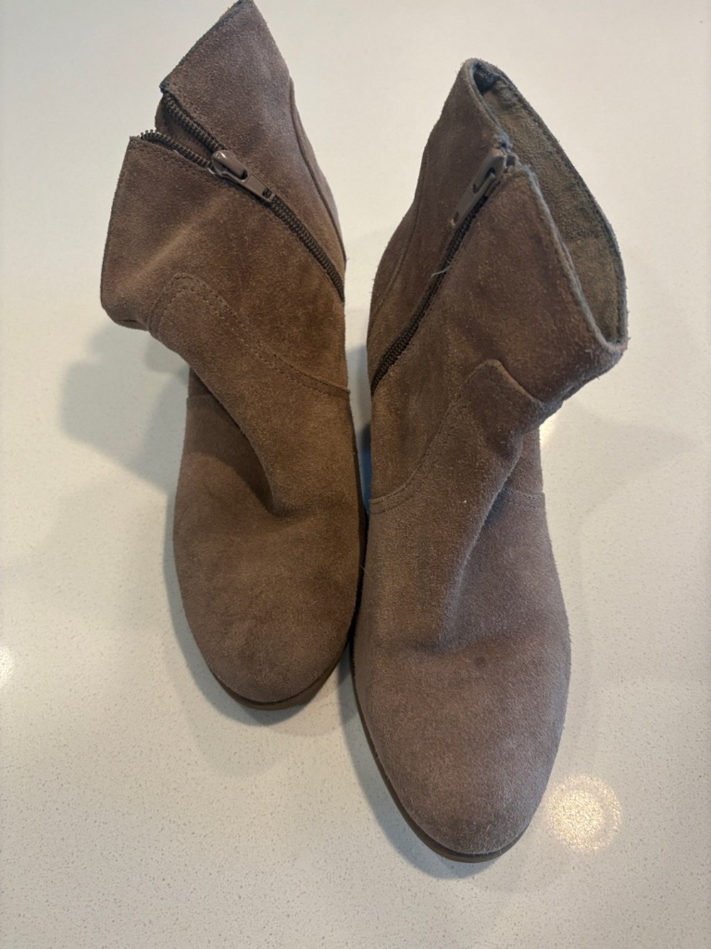 Sole Society Taupe Suede Side-Zip Ankle Boots
